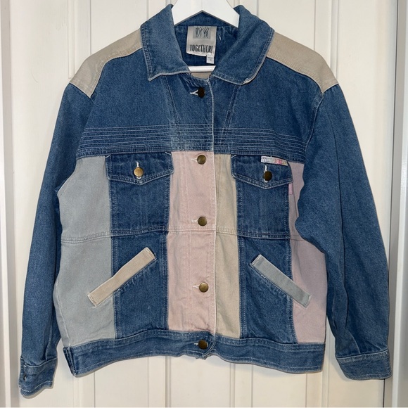 Together Jackets & Blazers - Vintage 90s TOGETHER! Jean Jacket Size Small Cotton Patchwork Unisex Streetwear